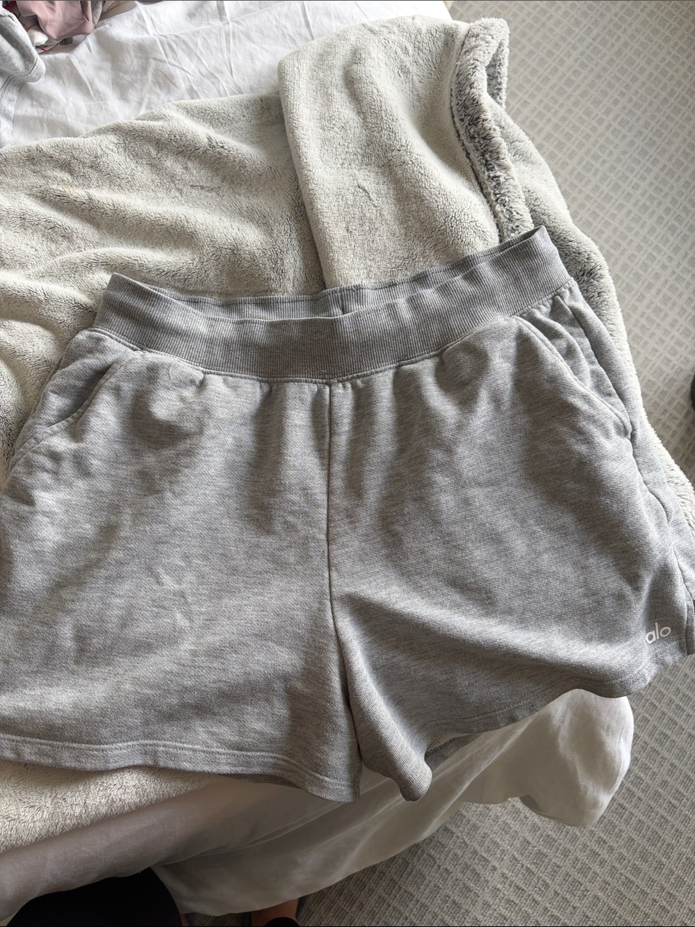 ALO Yoga Light Gray High-Waist Athletic Shorts